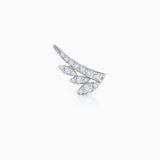 Brinco de piercing Leaf Diamonds em ouro branco 18 K