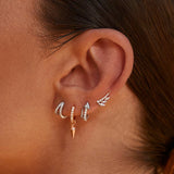 Brinco de piercing Leaf Diamonds em ouro amarelo 18 K