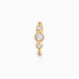 Milgrain Couronne Diamond Hoop Earring in 18k Yellow Gold