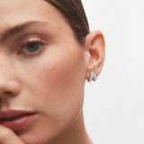 Brincos de argola Double Garden Diamond em ouro branco 18K