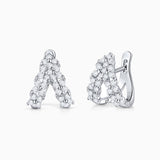 Brincos de argola Double Garden Diamond em ouro branco 18K