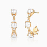 Brincos de meia argola com pérolas e diamantes Midnight Holly em ouro amarelo 18K