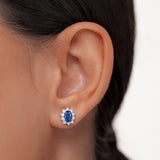 Pendientes Irem de Zafiros y Diamantes de 0,55 Cts. en Oro Blanco de 18 Kt