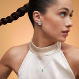 Pendientes Irem de Esmeraldas y Diamantes de 0,55 Cts. en Oro Blanco de 18 Kt