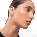 Brincos Art Déco Aquamarine e Diamante em Ouro Branco 18K
