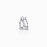Brinco de piercing Twin Diamonds em ouro branco 18 K