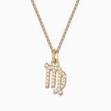 Charm Pingente de diamante do zodíaco de Virgem em ouro amarelo 18K
