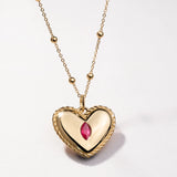 Culpables Heart Ruby Charm Pendant in 18k Yellow Gold