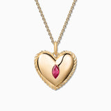 Culpables Heart Ruby Charm Pendant in 18k Yellow Gold
