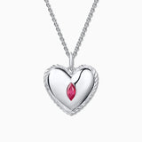 Culpables Heart Ruby Charm Pendant in 18k White Gold