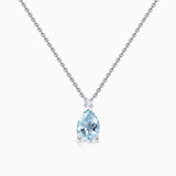 Amelie Pear Aquamarine Necklace in 18k White Gold