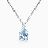 Amelie Pear Aquamarine Necklace in 18k White Gold