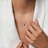 Gargantilha Marion Safira e Diamante em Ouro Branco 18K