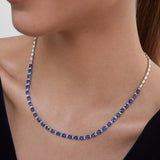 Gargantilla Midnight Rain de Zafiros y Diamantes en Oro Blanco de 18 Kt