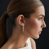 Brett Tahitian Pearl and Diamond Earrings in 18k White Gold