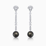Brett Tahitian Pearl and Diamond Earrings in 18k White Gold