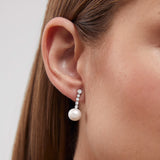 Margot Pearl and Diamond Earrings in 18k White Gold