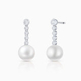 Margot Pearl and Diamond Earrings in 18k White Gold