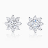 Rosette 1 ct Solitaire Diamond Earrings in 18k White Gold