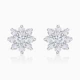 Rosette 1 ct Solitaire Diamond Earrings in 18k White Gold