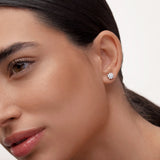 Rosette Solitaire Diamond Earrings in 18k White Gold
