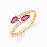 Sortija Anabel de Diamantes y Rubíes en Oro Amarillo de 18 Kt