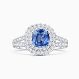 Sortija Dreams of Ceylon de Zafiro Talla Cushion y Diamantes en Oro Blanco de 18 Kt