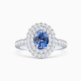 Sortija Dreams of Ceylon de Zafiro Talla Oval y Diamantes en Oro Blanco de 18 Kt
