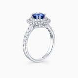 Sortija Dreams of Ceylon de Zafiro Talla Oval y Diamantes en Oro Blanco de 18 Kt