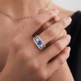 Queen of Ceylon Sapphire and Diamond Ring in 18k White Gold