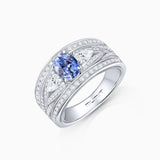 Queen of Ceylon Sapphire and Diamond Ring in 18k White Gold