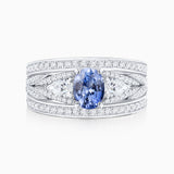 Queen of Ceylon Sapphire and Diamond Ring in 18k White Gold