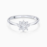 Sortija Rosette Solitaire de Diamantes 0,34 Cts. en Oro Blanco de 18 Kt