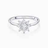 Sortija Rosette Solitaire de Diamantes 0,48 Cts. en Oro Blanco de 18 Kt