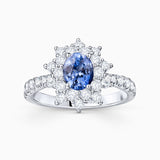 Sortija Star of Ceylon de Zafiro y Diamantes en Oro Blanco de 18 Kt
