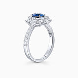 Sortija Star of Ceylon de Zafiro y Diamantes en Oro Blanco de 18 Kt