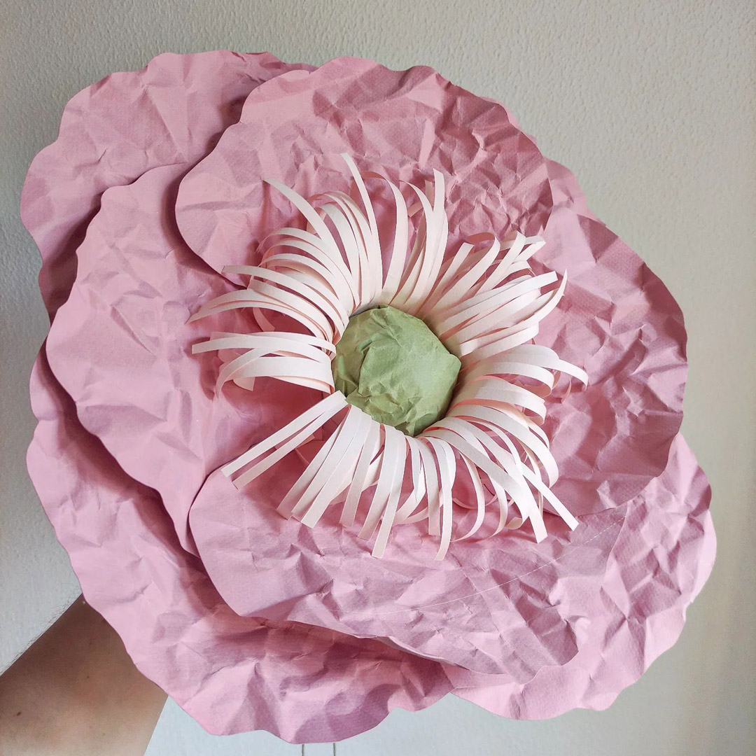obra flor rosa anaquiños de papel