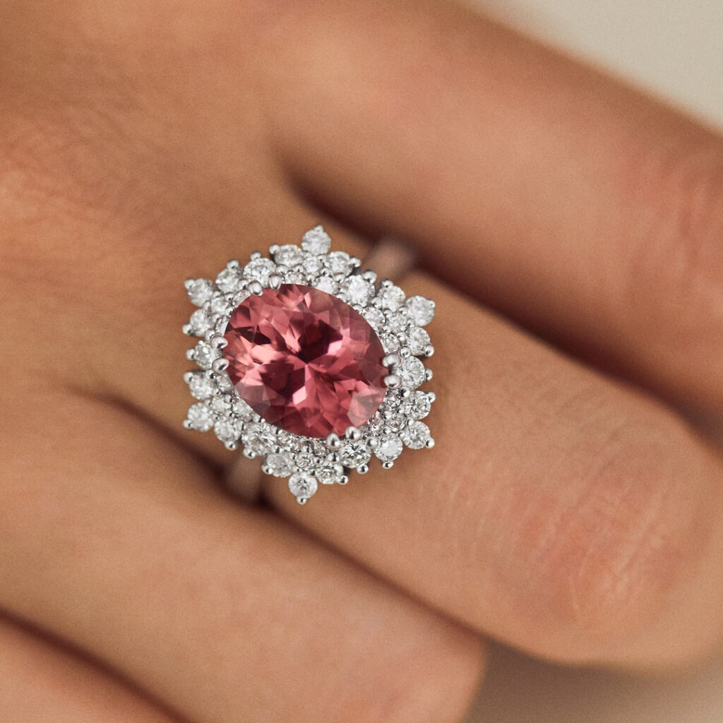 petra pink tourmaline and 1.51 ct ring in 18k white gold