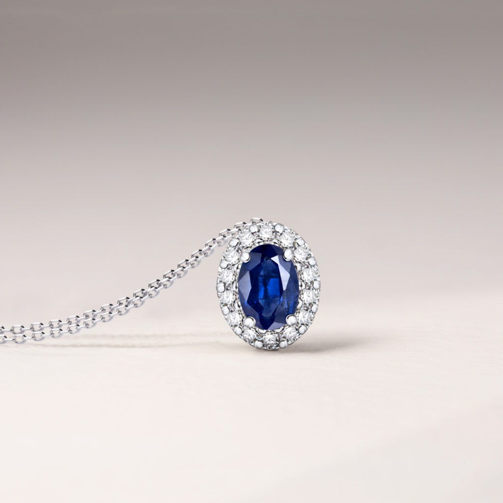 Nicole Sapphire and Diamond Necklace 18k White Gold