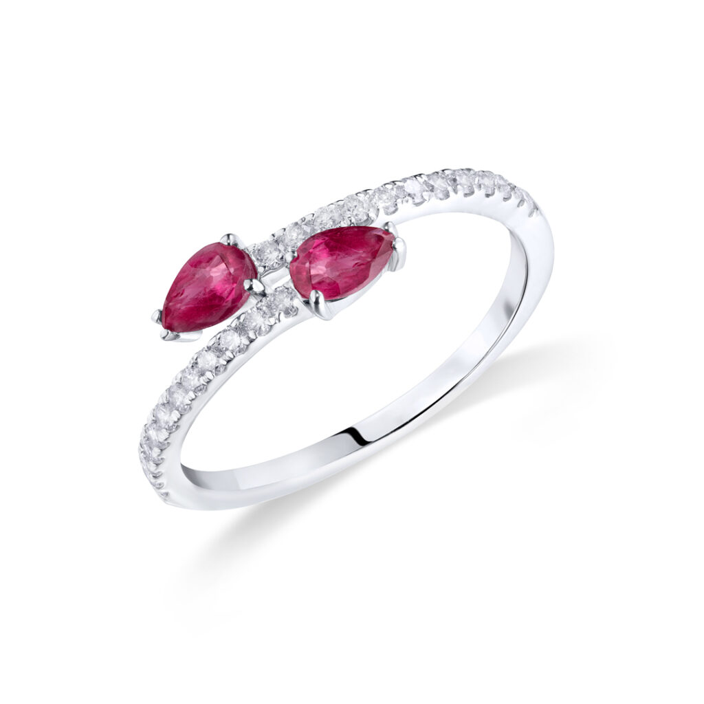 Sortija Anabel diamantes rubies oro blanco 18 kt