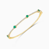 Pulseira Nina Esmeralda e Diamante em Ouro Amarelo 18K