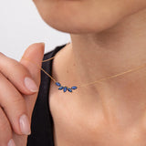 Tri-Marquise Sapphire Necklace in 18k Yellow Gold