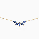 Tri-Marquise Sapphire Necklace in 18k Yellow Gold