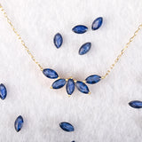 Tri-Marquise Sapphire Necklace in 18k Yellow Gold