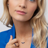 Tri-Marquise Sapphire Necklace in 18k Yellow Gold