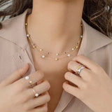 Gargantilha Mabi Blet Rhodolite e Pérola em Ouro Amarelo 18 K