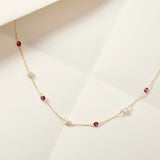 Gargantilha Mabi Blet Rhodolite e Pérola em Ouro Amarelo 18 K