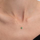 Gargantilha Oval Esmeralda Vertical em Ouro Amarelo 18K