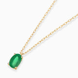 Gargantilha Oval Esmeralda Vertical em Ouro Amarelo 18K