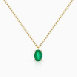 Gargantilha Oval Esmeralda Vertical em Ouro Amarelo 18K
